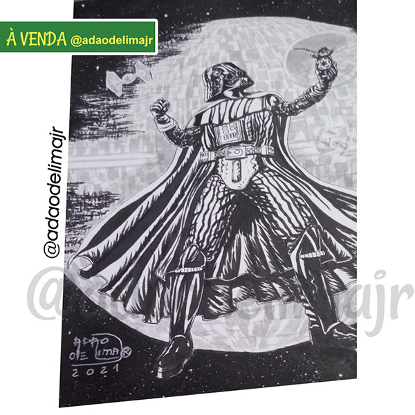 Darth Vader com a Força do Chimarrão Nanquim Canson 200g tam A4